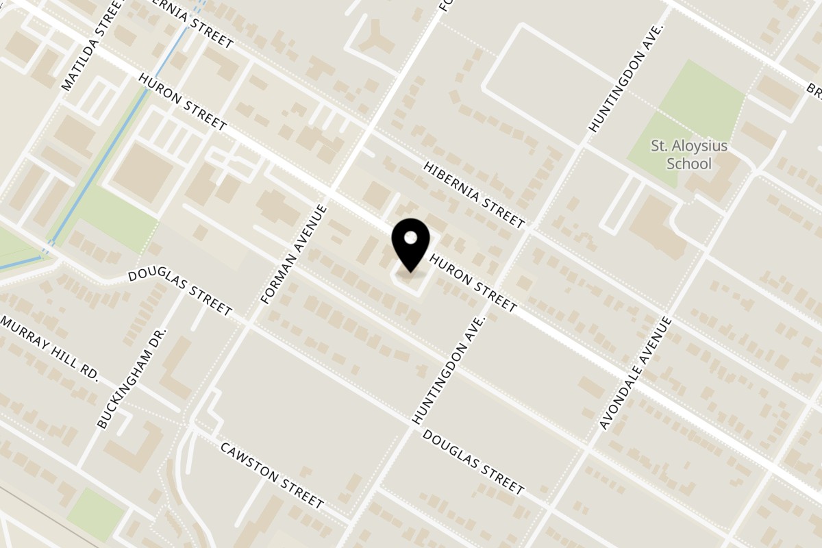 Map showing the location of CRAWINGS on 377 Huron Street in Stratford